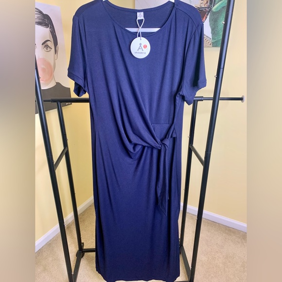 NWT ANRABESS Dress with Front Tie in Navy, Size XL - Picture 10 of 11
